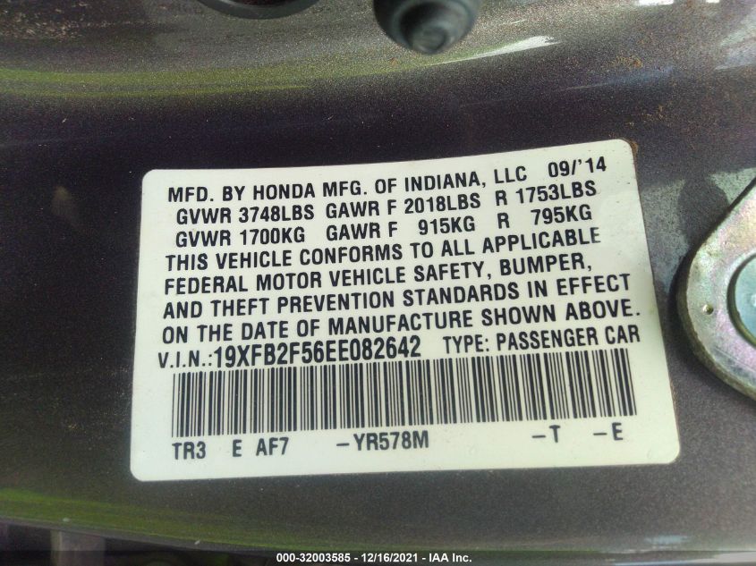 2014 HONDA CIVIC SEDAN LX 19XFB2F56EE082642