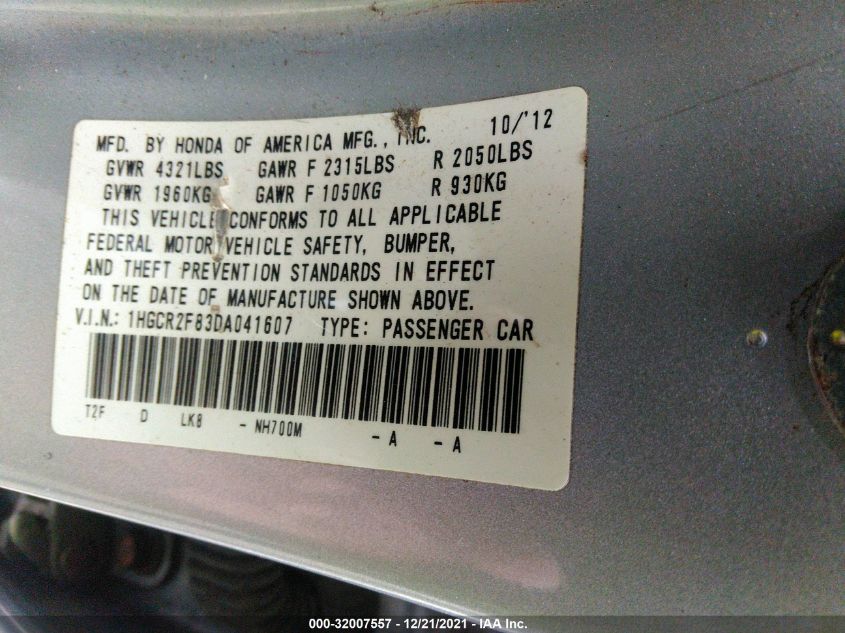 2013 HONDA ACCORD SDN EX-L 1HGCR2F83DA041607