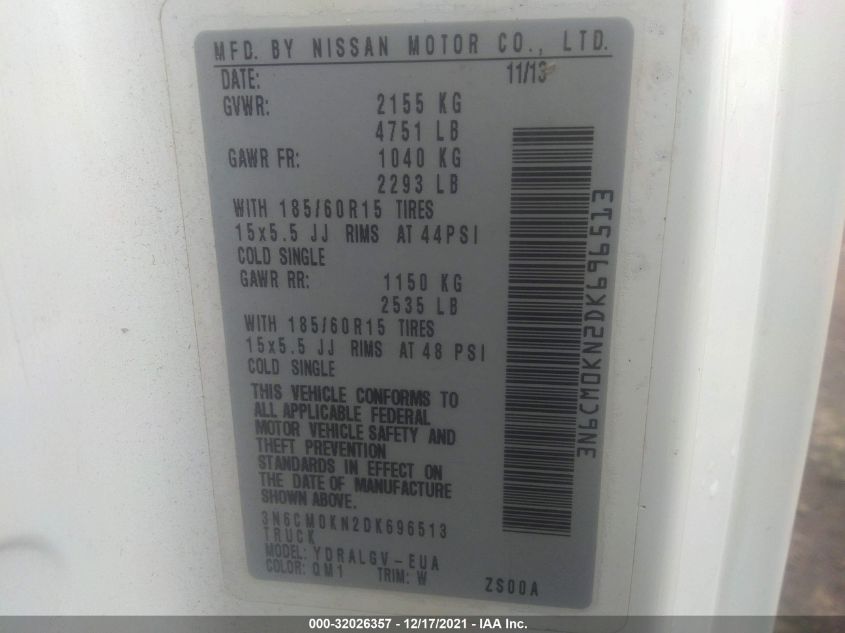 2013 NISSAN NV200 SV 3N6CM0KN2DK696513
