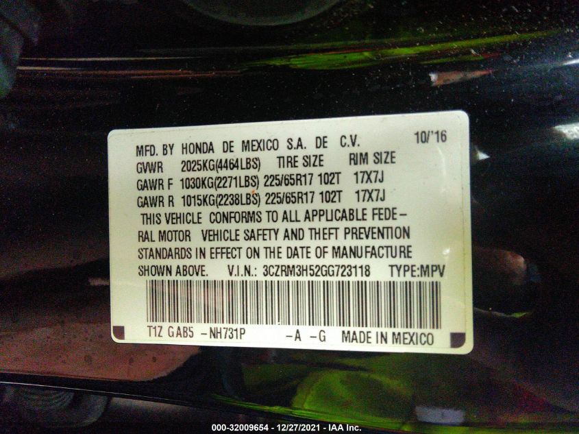 2016 HONDA CR-V EX 3CZRM3H52GG723118