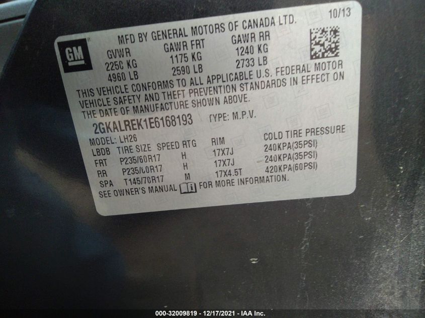 2014 GMC TERRAIN SLE 2GKALREK1E6168193