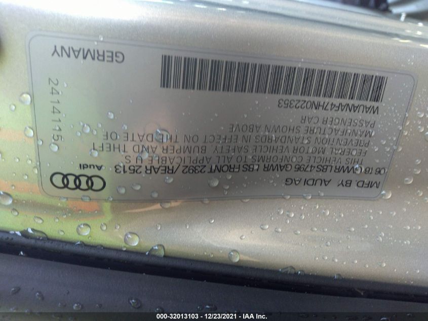 2017 AUDI A4 PREMIUM WAUANAF47HN022353