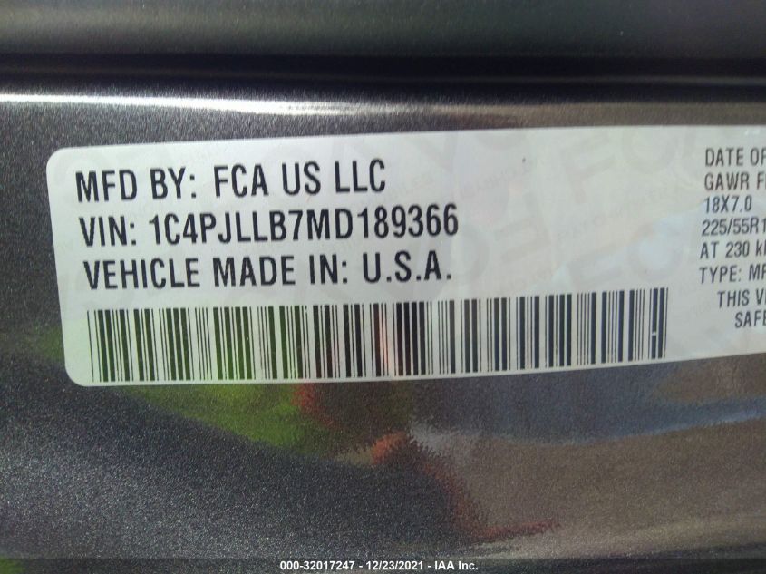 2021 JEEP CHEROKEE ALTITUDE 1C4PJLLB7MD189366
