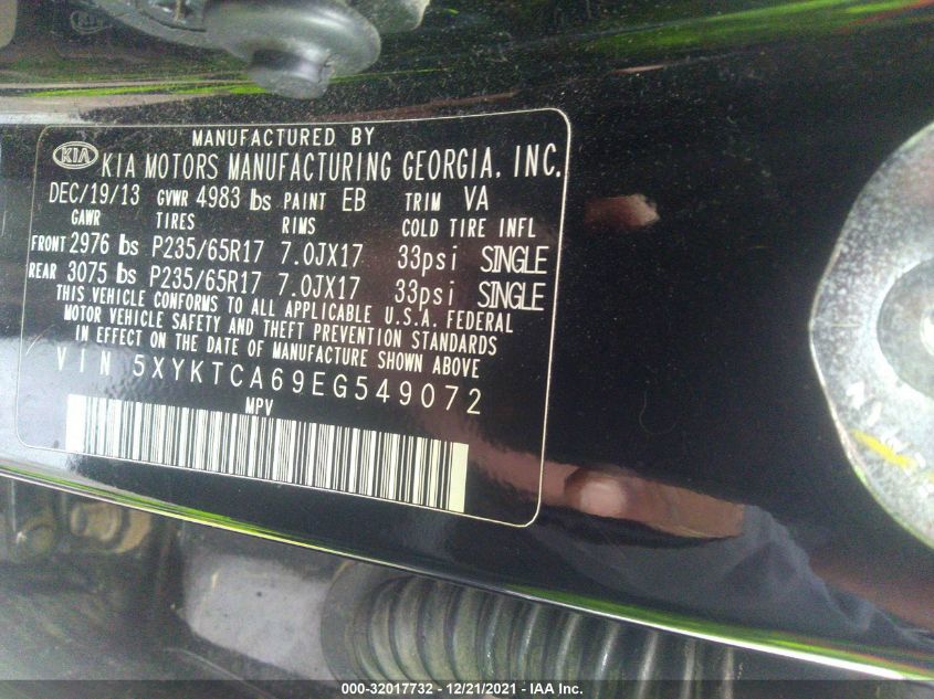 2014 KIA SORENTO LX 5XYKTCA69EG549072