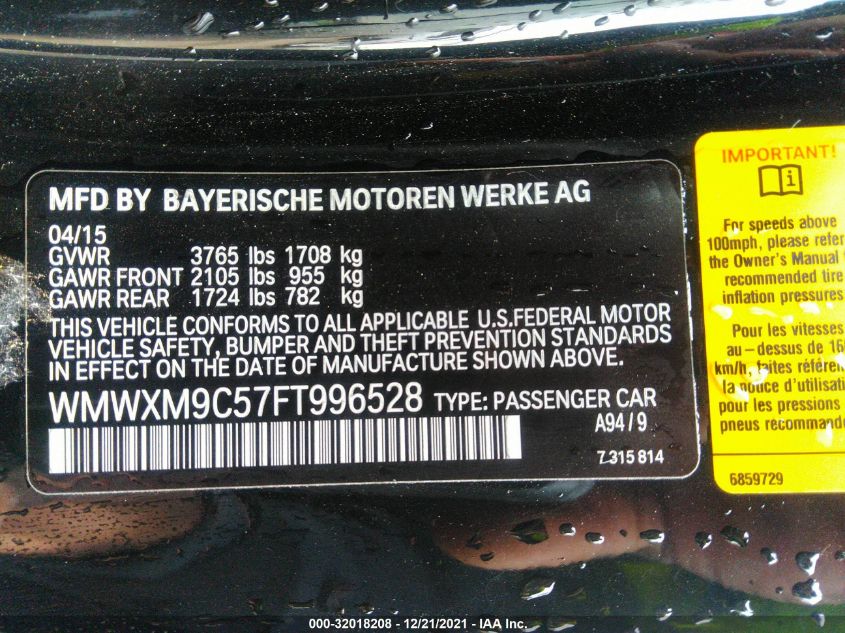 2015 MINI COOPER HARDTOP JOHN COOPER WORKS WMWXM9C57FT996528