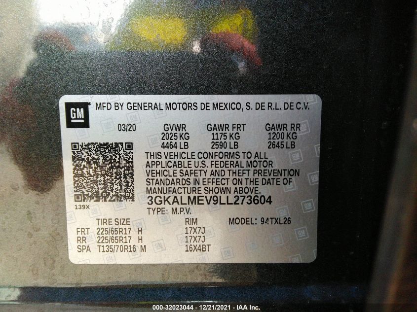 2020 GMC TERRAIN SLE 3GKALMEV9LL273604
