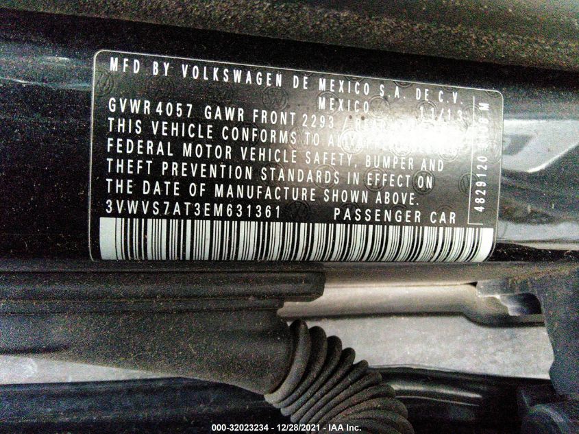 2014 VOLKSWAGEN BEETLE COUPE 2.0T TURBO R-LINE 3VWVS7AT3EM631361