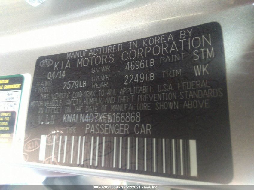 2014 KIA CADENZA PREMIUM KNALN4D7XE5166868