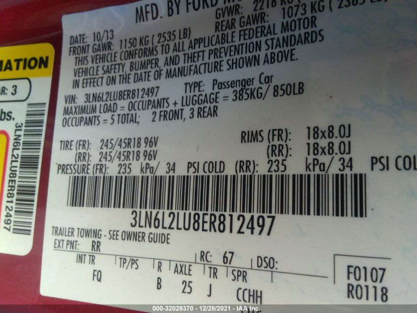 2014 LINCOLN MKZ HYBRID 3LN6L2LU8ER812497