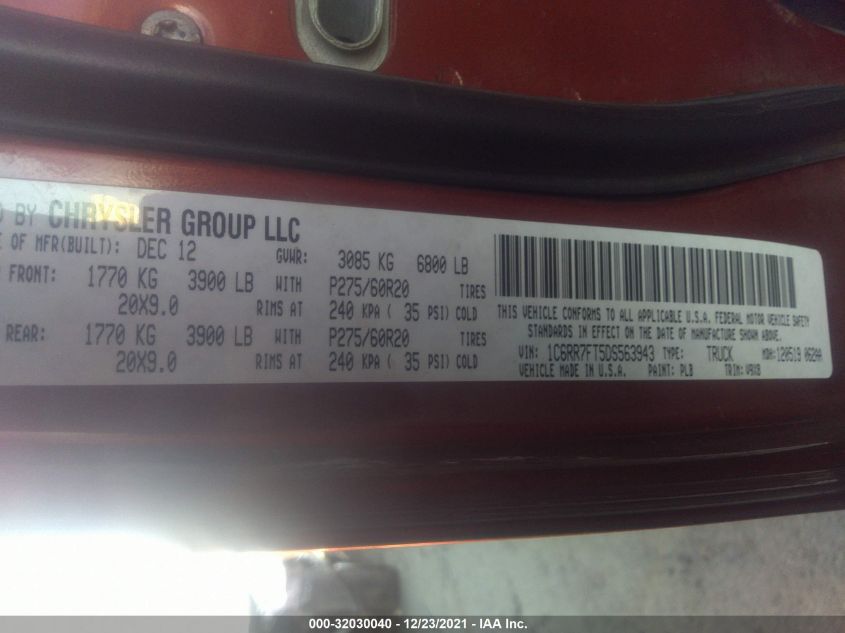 2013 RAM 1500 EXPRESS 1C6RR7FT5DS563943