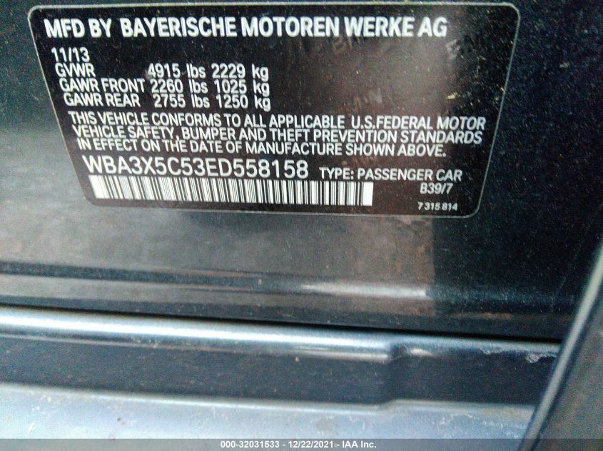 2014 BMW 3 SERIES GRAN TURISMO 328I XDRIVE WBA3X5C53ED558158