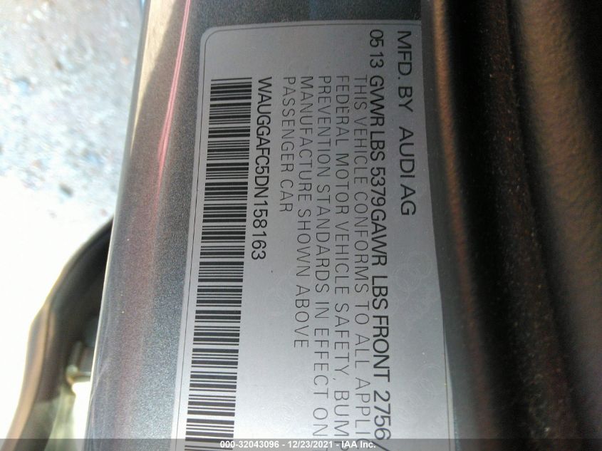 2013 AUDI A6 3.0T PREMIUM PLUS WAUGGAFC5DN158163