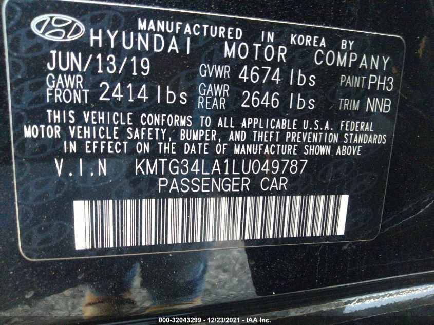 2020 GENESIS G70 2.0T KMTG34LA1LU049787