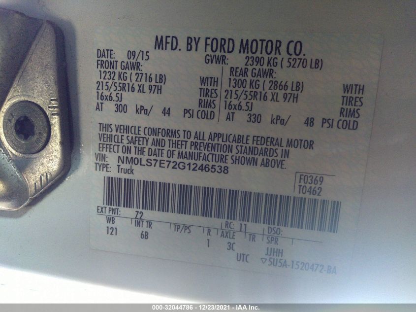 2016 FORD TRANSIT CONNECT XL NM0LS7E72G1246538