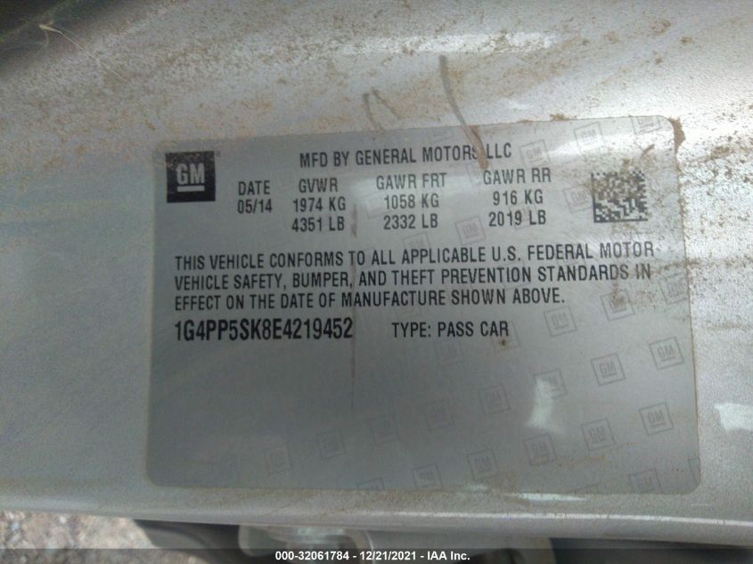 2014 BUICK VERANO 1G4PP5SK8E4219452