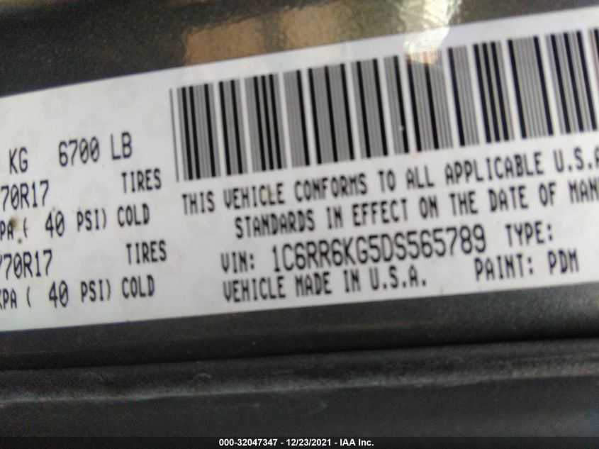 2013 RAM 1500 TRADESMAN 1C6RR6KG5DS565789