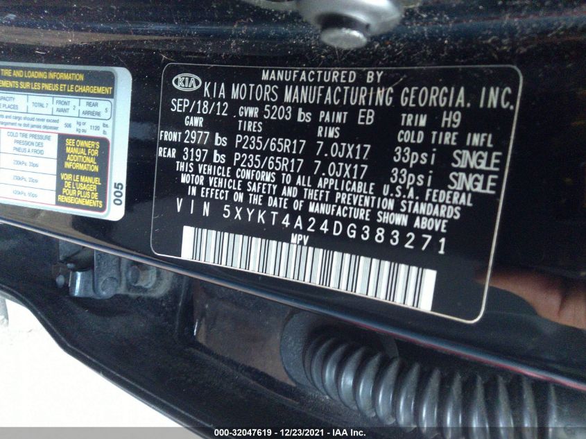 2013 KIA SORENTO LX 5XYKT4A24DG383271