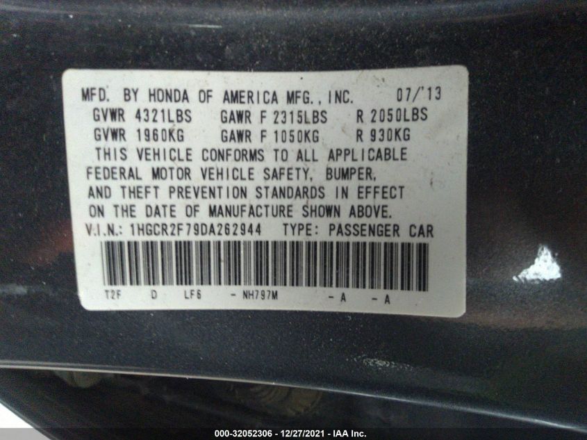 2013 HONDA ACCORD SDN EX 1HGCR2F79DA262944