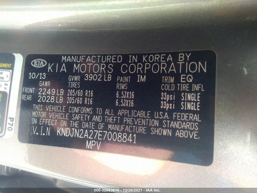 2014 KIA SOUL BASE KNDJN2A27E7008841