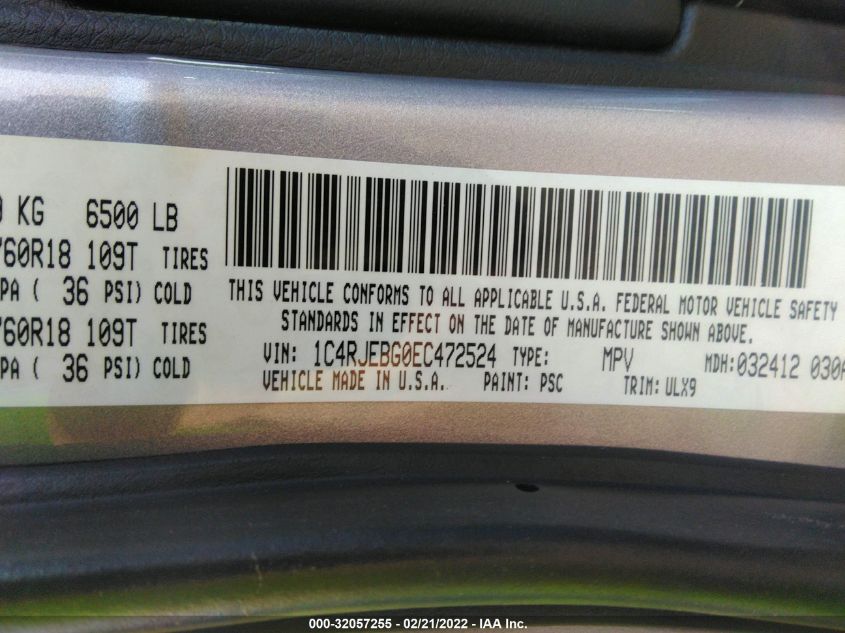 2014 JEEP GRAND CHEROKEE LIMITED 1C4RJEBG0EC472524