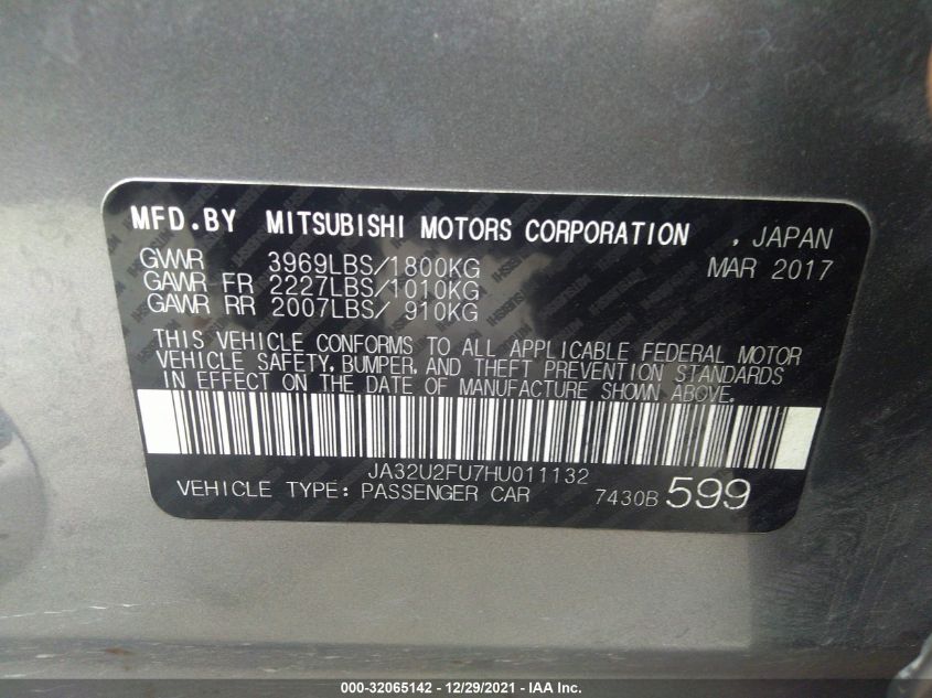 2017 MITSUBISHI LANCER ES/LE JA32U2FU7HU011132