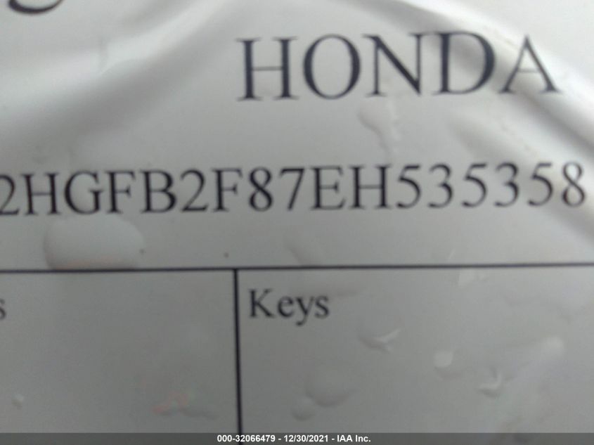 2014 HONDA CIVIC SEDAN EX 2HGFB2F87EH535358