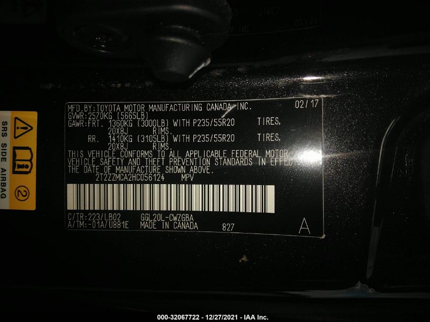 2017 LEXUS RX RX 350 2T2ZZMCA2HC056124