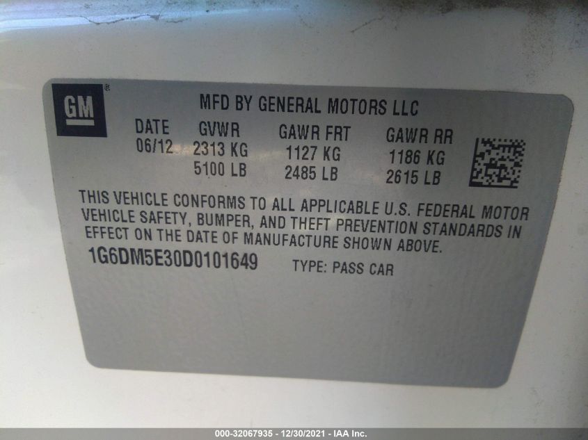 2013 CADILLAC CTS SEDAN PERFORMANCE 1G6DM5E30D0101649
