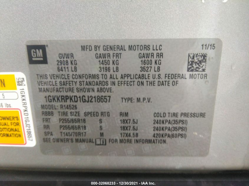 2016 GMC ACADIA SLE 1GKKRPKD1GJ218657
