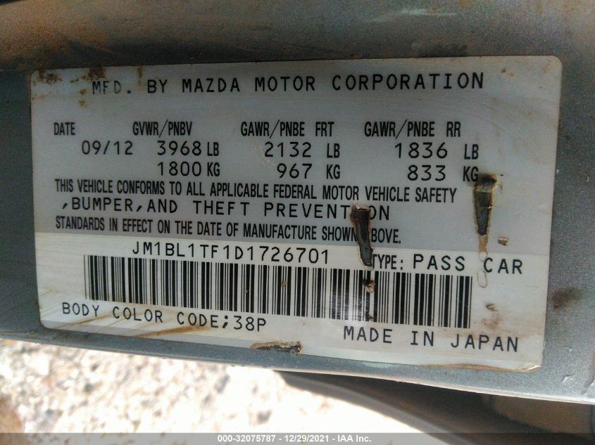 2013 MAZDA MAZDA3 I SV JM1BL1TF1D1726701