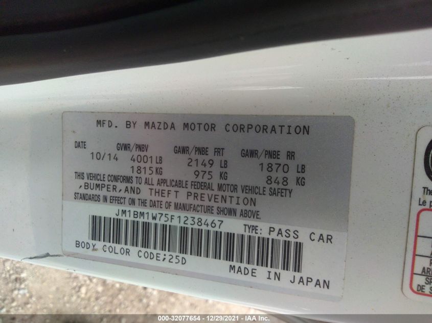 2015 MAZDA MAZDA3 I GRAND TOURING JM1BM1W75F1238467