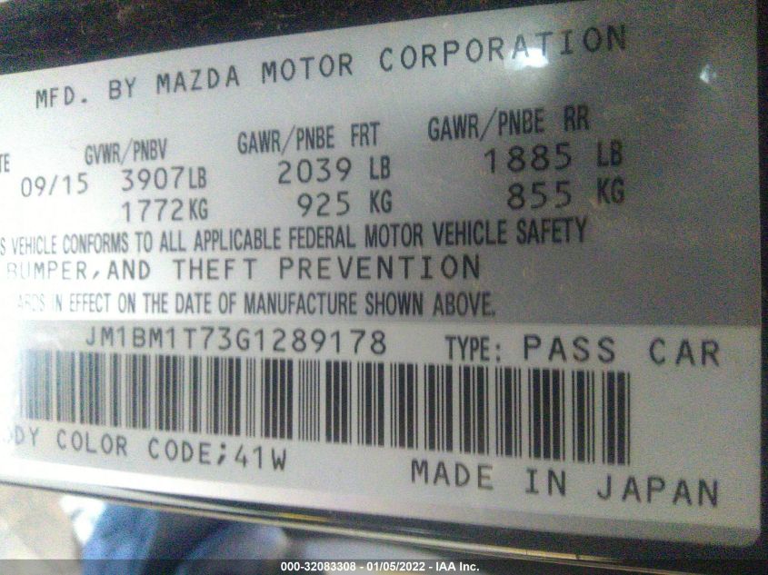 2016 MAZDA MAZDA3 I SPORT JM1BM1T73G1289178