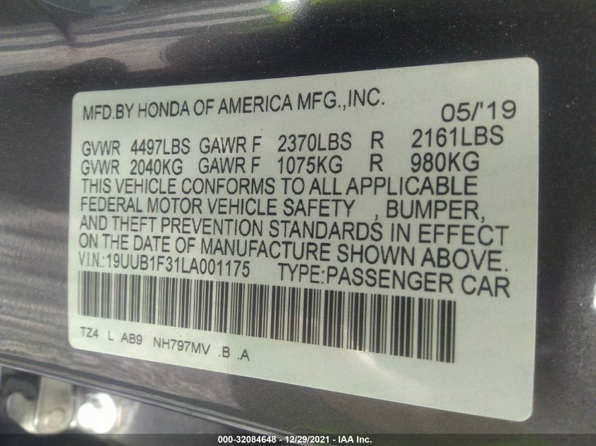2020 ACURA TLX 19UUB1F31LA001175