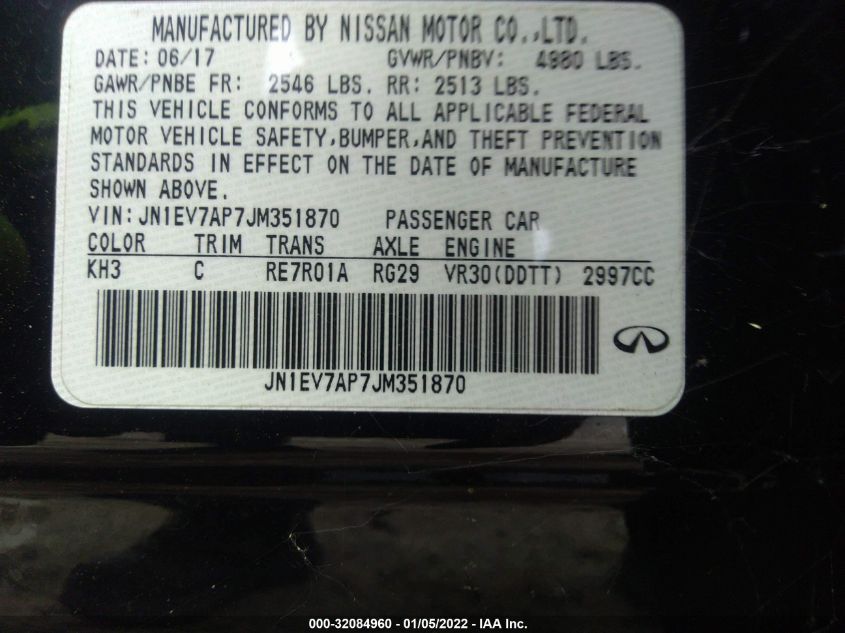 2018 INFINITI Q50 3.0T LUXE JN1EV7AP7JM351870