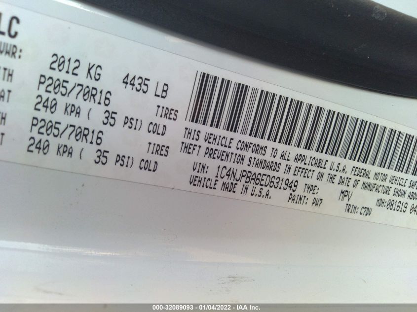 2014 JEEP PATRIOT SPORT 1C4NJPBA6ED631949