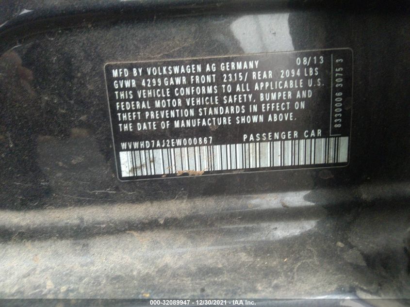 2014 VOLKSWAGEN GTI WOLFSBURG WVWHD7AJ2EW000867
