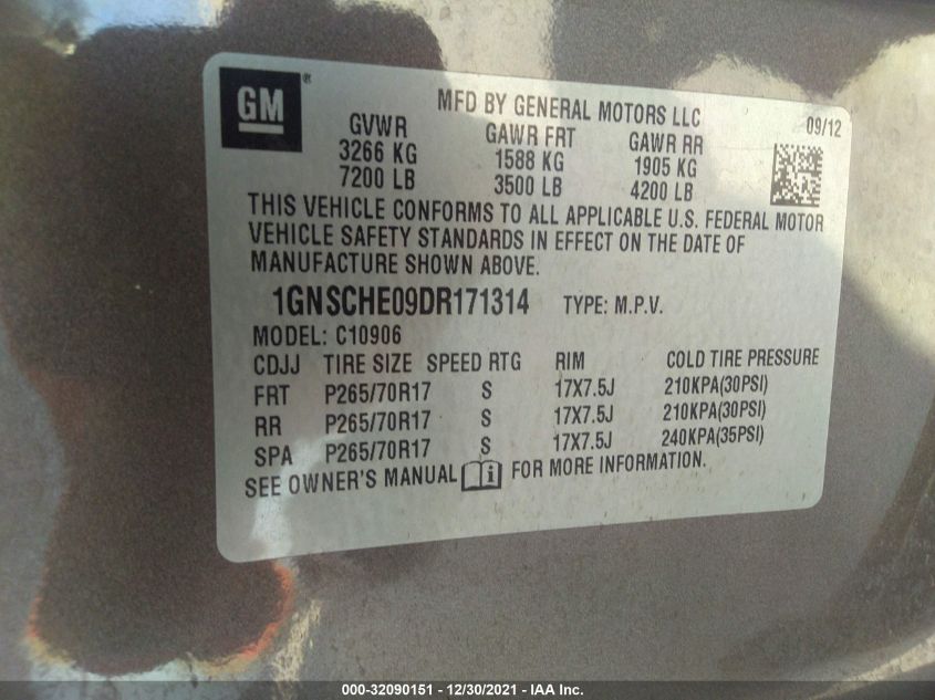 2013 CHEVROLET SUBURBAN LS 1GNSCHE09DR171314