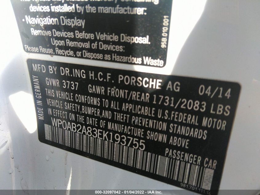 2014 Porsche Cayman - WP0AB2A83EK193755