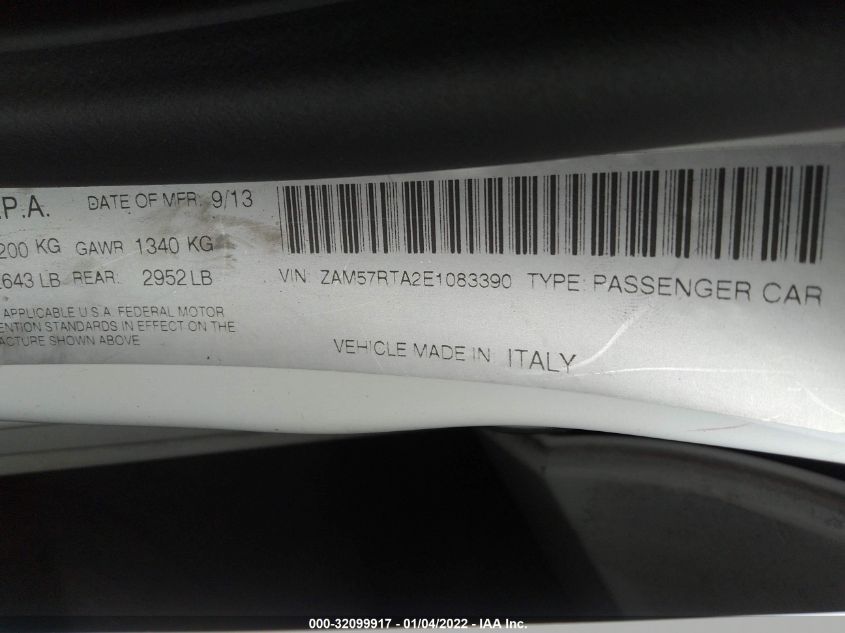 2014 MASERATI GHIBLI S Q4 ZAM57RTA2E1083390