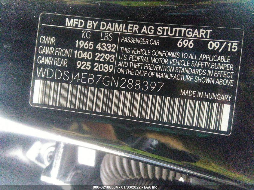 2016 MERCEDES-BENZ CLA CLA 250 WDDSJ4EB7GN288397