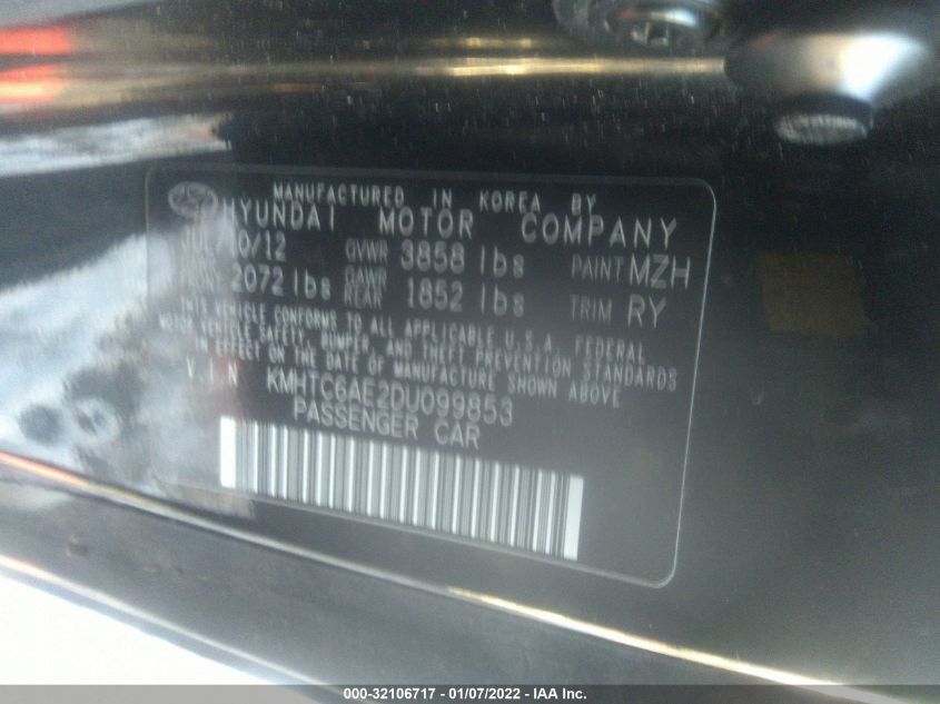 2013 HYUNDAI VELOSTER TURBO W/BLUE INT KMHTC6AE2DU099853