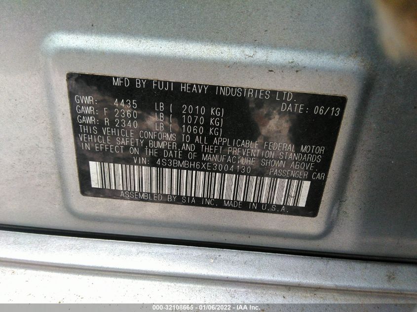 2014 SUBARU LEGACY 2.5I SPORT 4S3BMBH6XE3004130