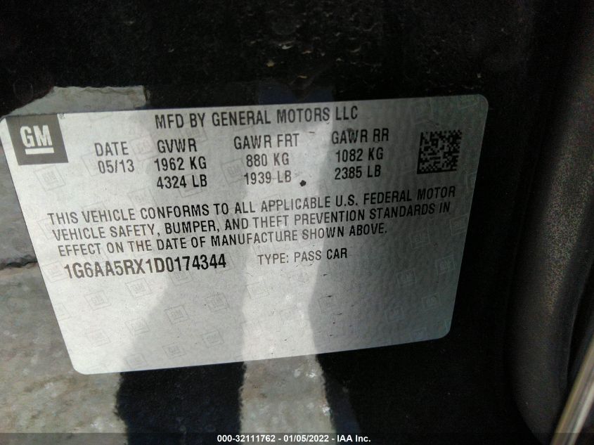 2013 CADILLAC ATS 1G6AA5RX1D0174344