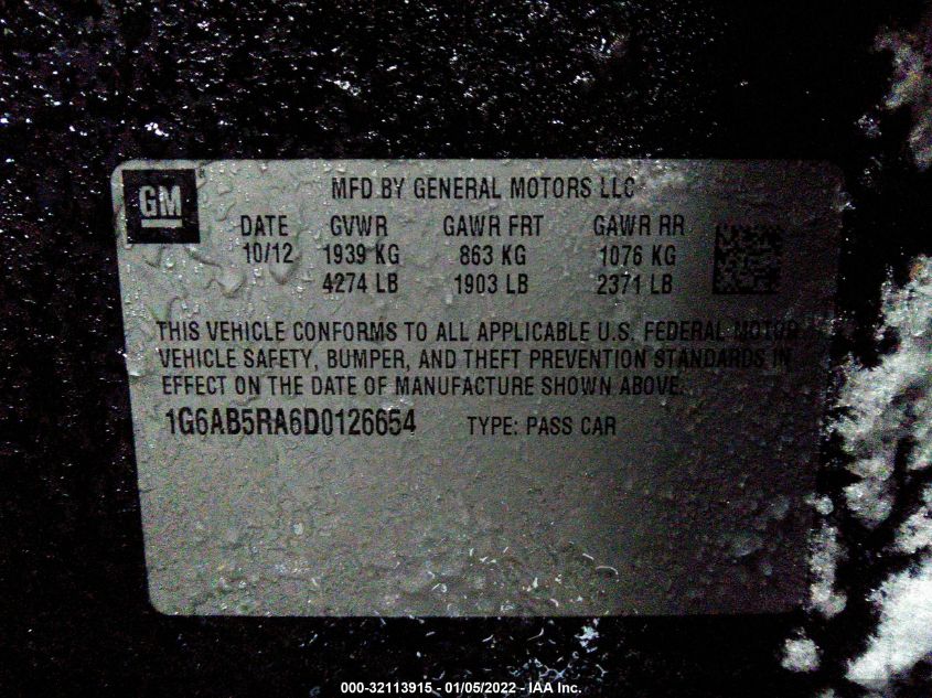 2013 CADILLAC ATS LUXURY 1G6AB5RA6D0126654