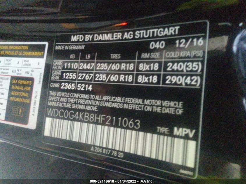2017 MERCEDES-BENZ GLC GLC 300 WDC0G4KB8HF211063