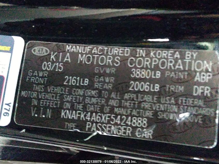 2015 KIA FORTE LX KNAFK4A6XF5424888