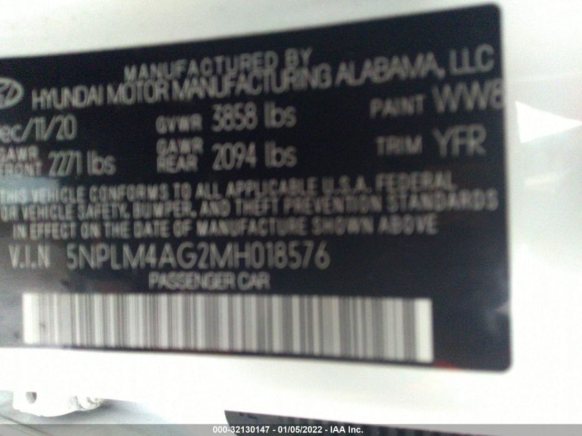 2021 HYUNDAI ELANTRA SEL - 5NPLM4AG2MH018576