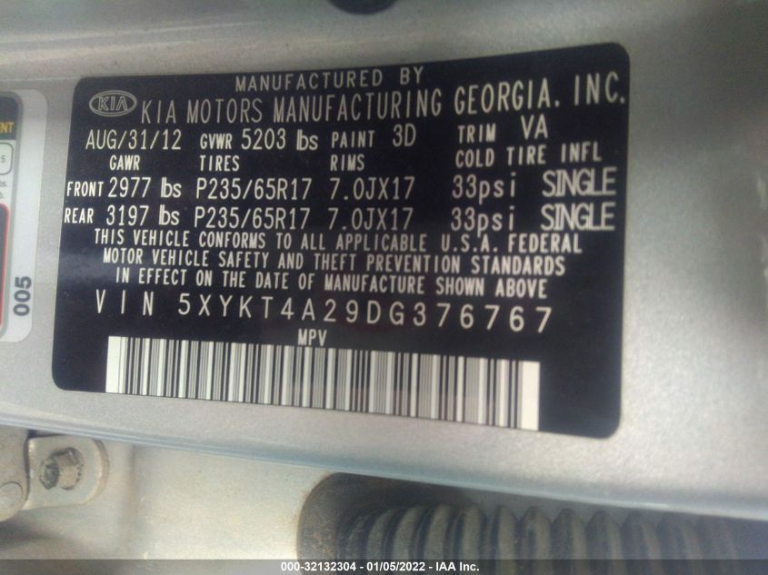2013 KIA SORENTO LX 5XYKT4A29DG376767