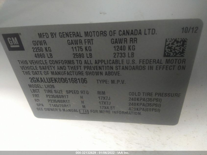 2013 GMC TERRAIN SLT 2GKALUEK0D6168106