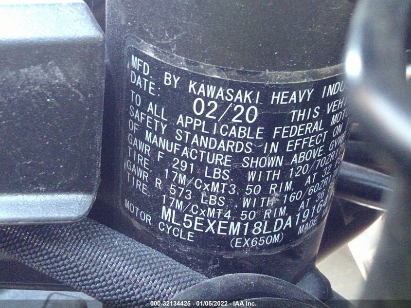 2020 KAWASAKI EX650 M ML5EXEM18LDA19164